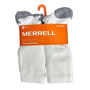 MERRELL  Unisex All Purpose Cushioned Crew Socks 6 Pair M/L Wmn 10-13 Men‎ 9-12